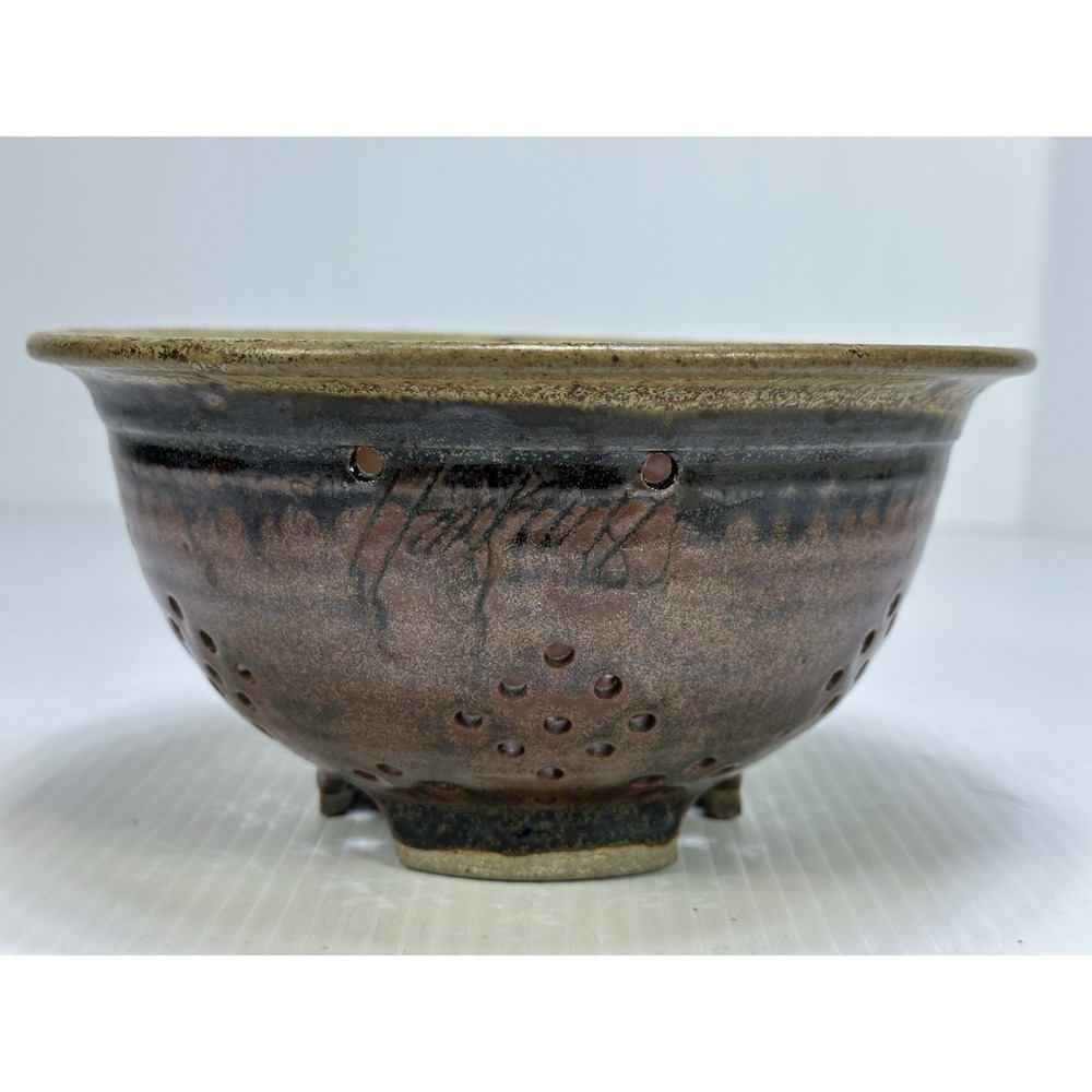 Hand Thrown‎ Art Pottery Colander Strainer Fruit Berries Glossy Finish 4" Tall